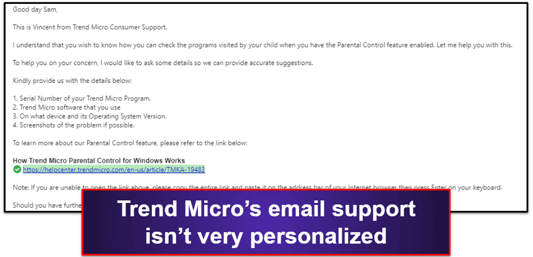 Atención al cliente de Trend Micro