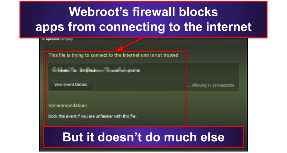 Функции безопасности WebRoot