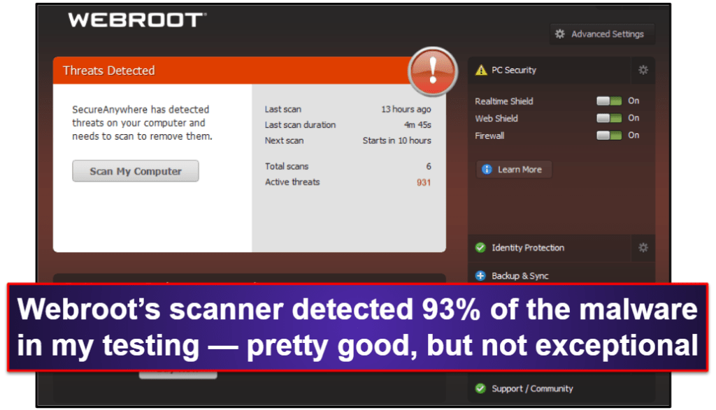 Webroot Security Features