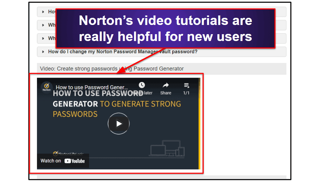 Suporte ao cliente do Norton Password Manager