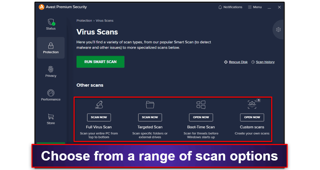 Χαρακτηριστικά ασφαλείας Avast Antivirus