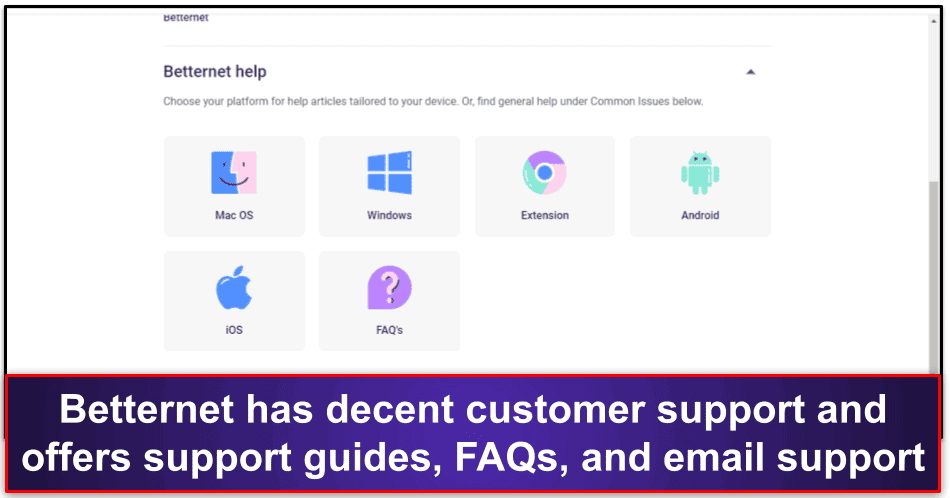 Support client BetterNet