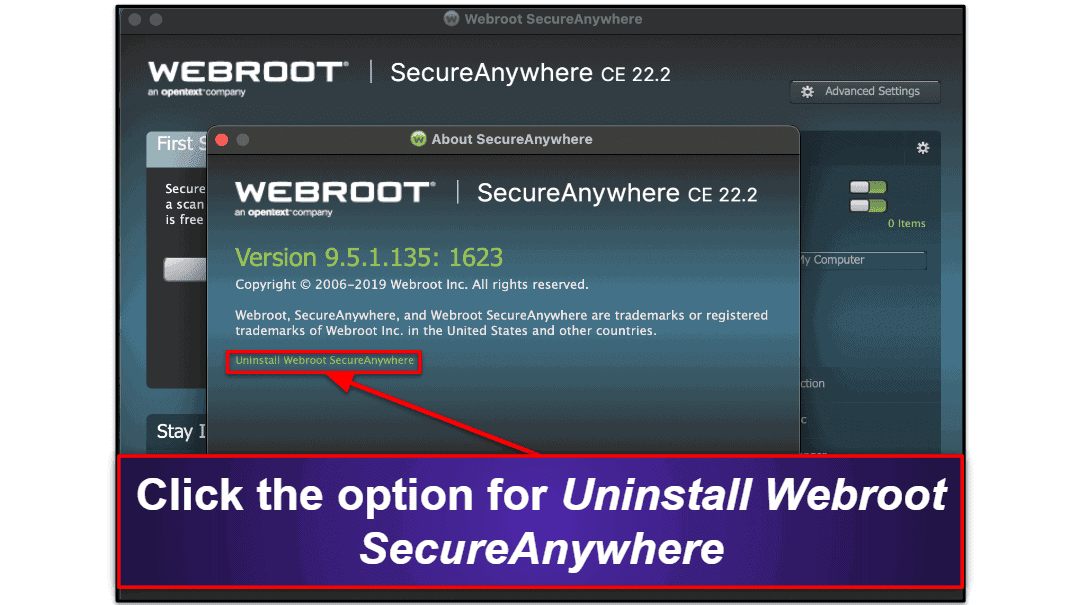 Jak odinstalować i w pełni usunąć pliki Webroot z urządzeń