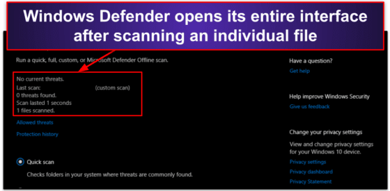 review windows defender