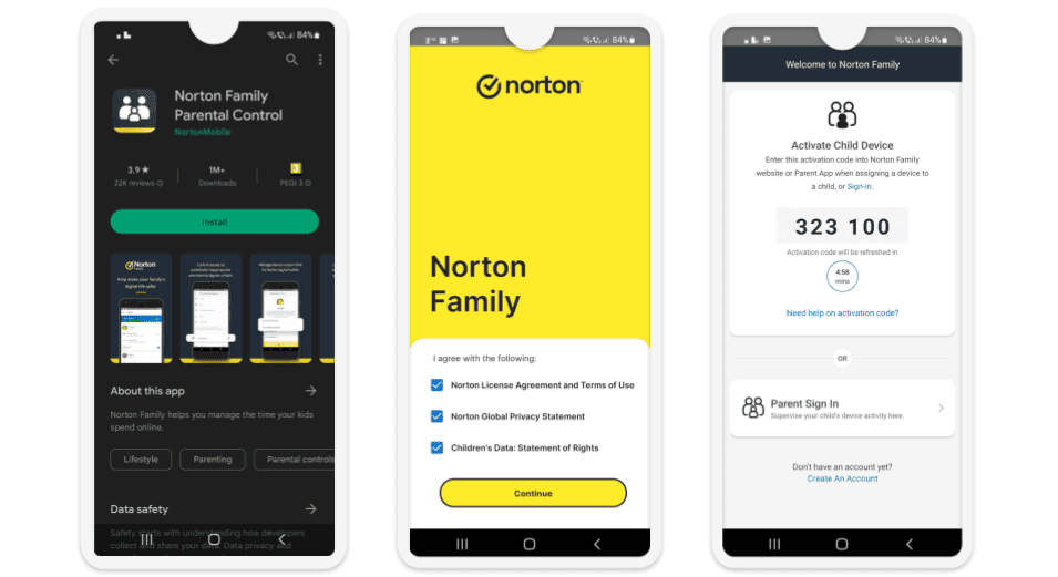 Семейная установка и настройка Norton