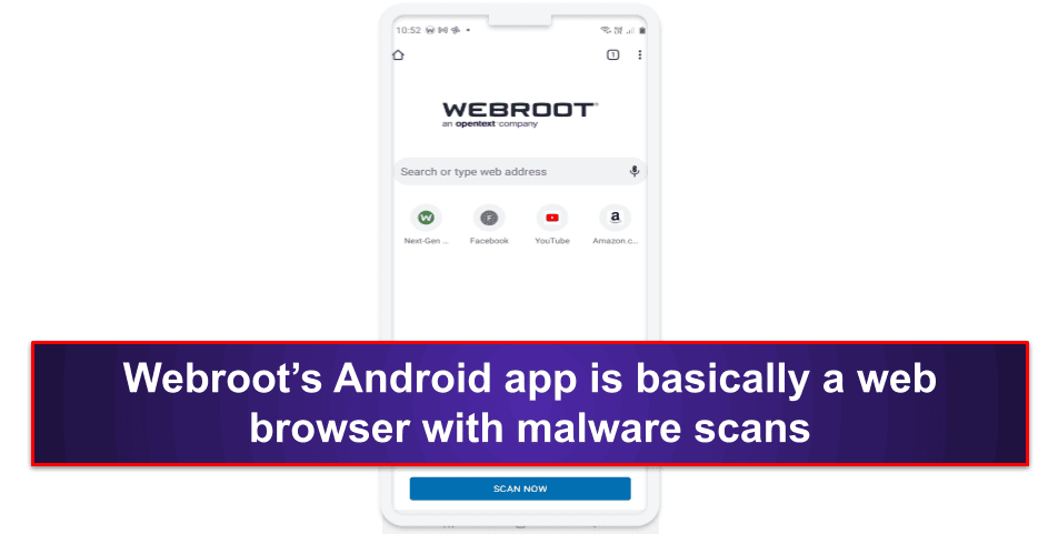 Webroot mobil uygulaması