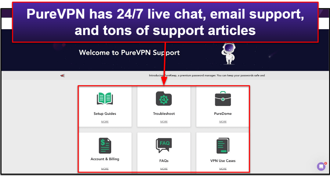 Υποστήριξη πελατών PureVPN