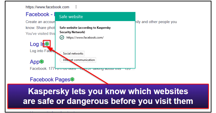 Recursos de segurança Kaspersky