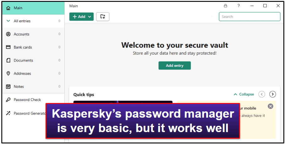 Recursos de segurança Kaspersky