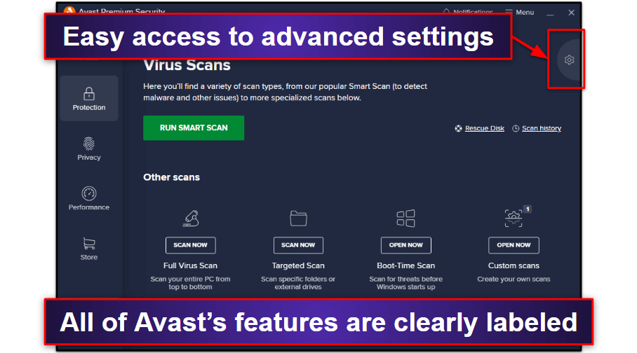 Avast Antivirus Facilidad de uso y configuración
