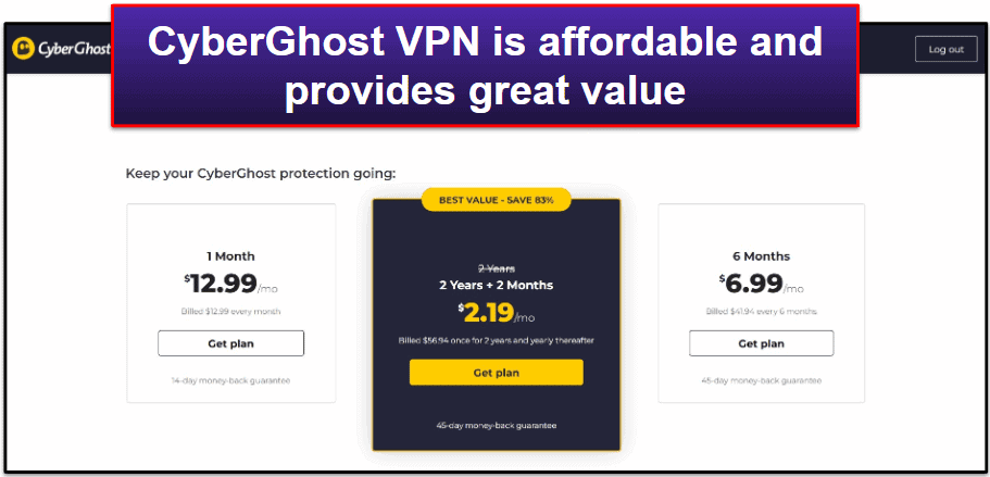Cyberghost VPN 계획 및 가격