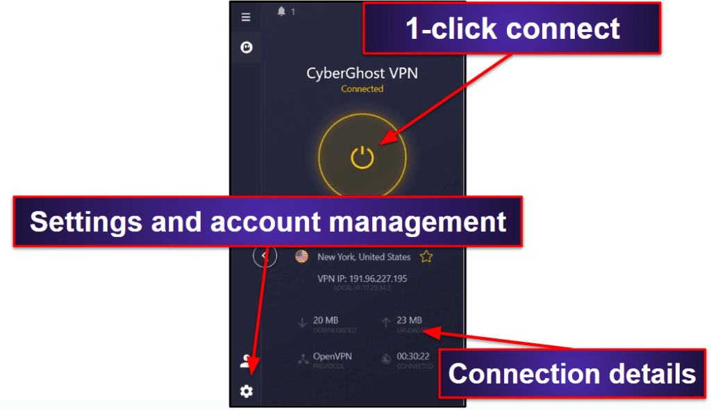 Cyberghost VPN 사용 편의성 : 모바일 및 데스크탑 앱